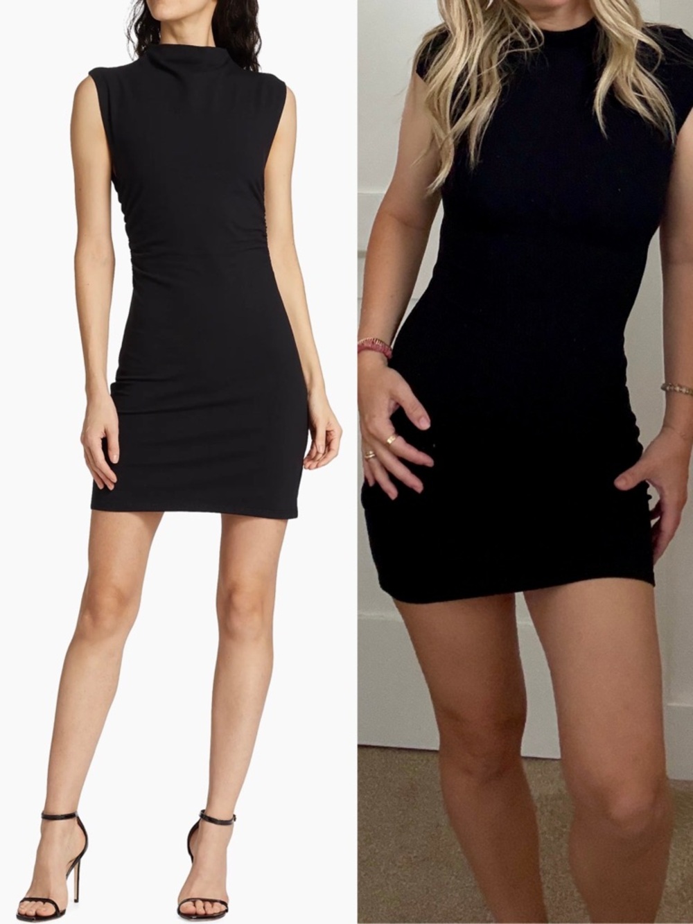 Reformation Alden Black Knit Ribbed Cap Sleeve Mini Dress